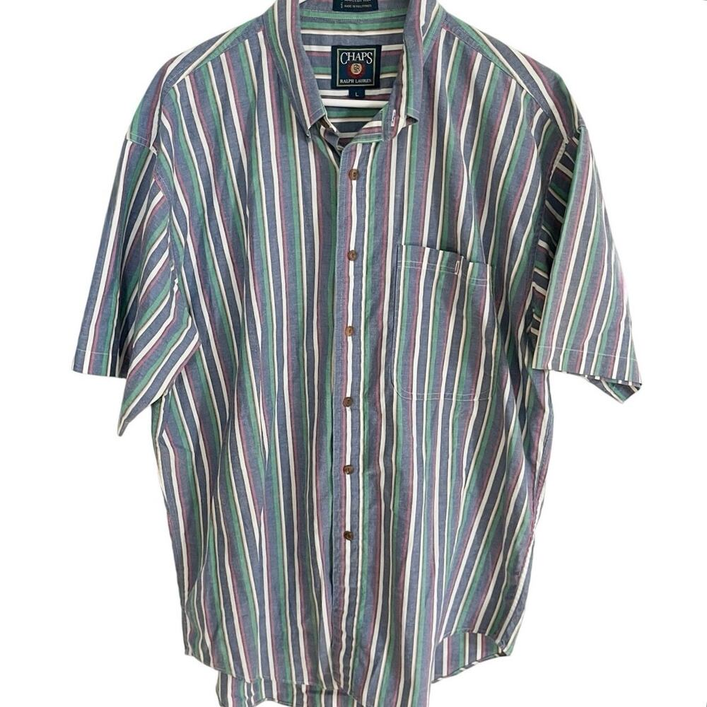 Vintage 90s RARE Chaps x Ralph Lauren Striped Button Down sz L
